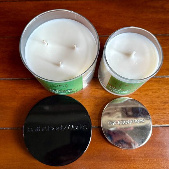 NEW 2-Pc AROMATHERAPY ECALYPTUS SPEARMINT 3-Wick Candle & Single Wick Candle BBW - Picture 2 of 4